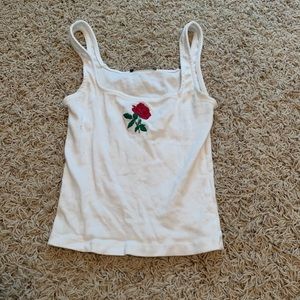 Brandy Melville embroidered rose tank